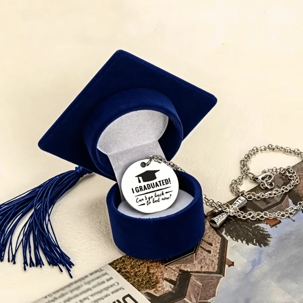 Velvet-Lined Graduation Cap Jewelry Box Multi-color Graduation Decor Phd Cap-Shaped Graduation Ring Box Exquisite Elegant view 4