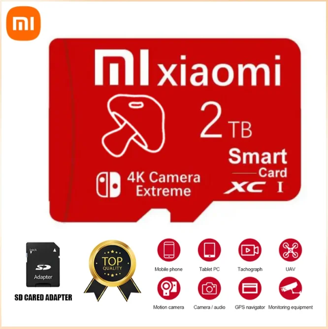 Oryginalna karta pamięci Xiaomi 1TB 2TB Micro TF karta SD TF/SD 128GB 256GB 512GB Mini karta pamięci klasy 10 do aparatu/telefonu 2024 nowość