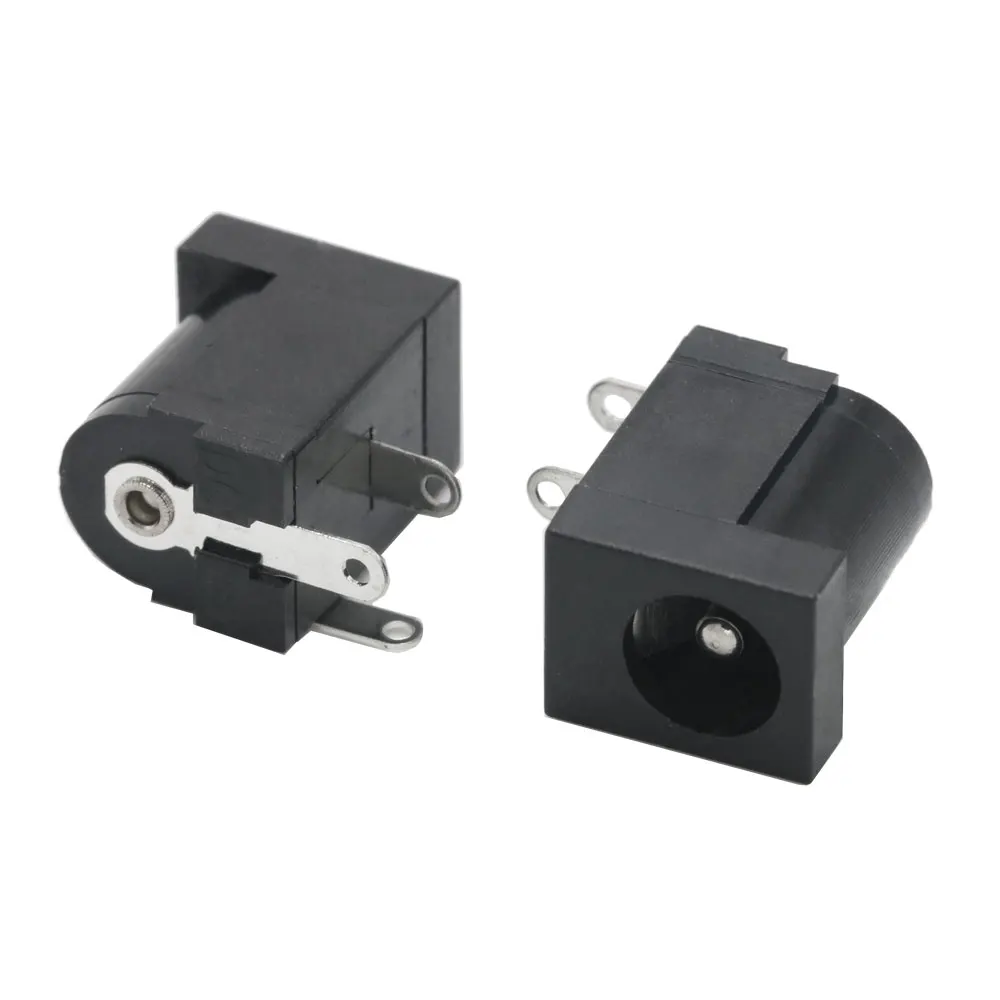 10PCS 5.5x2.1mm DC-005 Black DC Power Jack Socket DC Connectors Supply Barrel-Type Right Angle PCB Mount Terminal