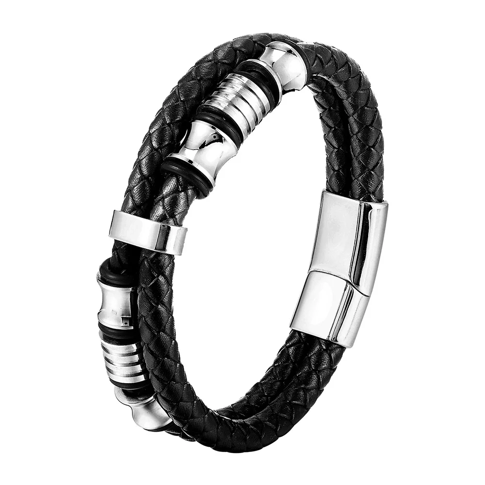 Charme Geflecht Seil Armband Für Männer Edelstahl Magnetische Schnalle Echtes Leder Armbänder & Armreifen Männlich Weiblich Schmuck
