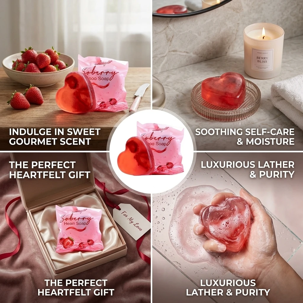 100g Love Strawberry Soap Facial Cleansing Hand and Foot Care Products Full Body Brightening Full Body Soap Refreshing Cleansing