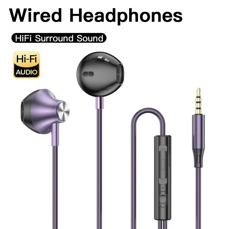 Type C 3.5mm Wired Earphone For iPhone Xiaomi Huawei Tablet Laptop Computer Bass Stereo Sound Sports Music Gaming Volume Control