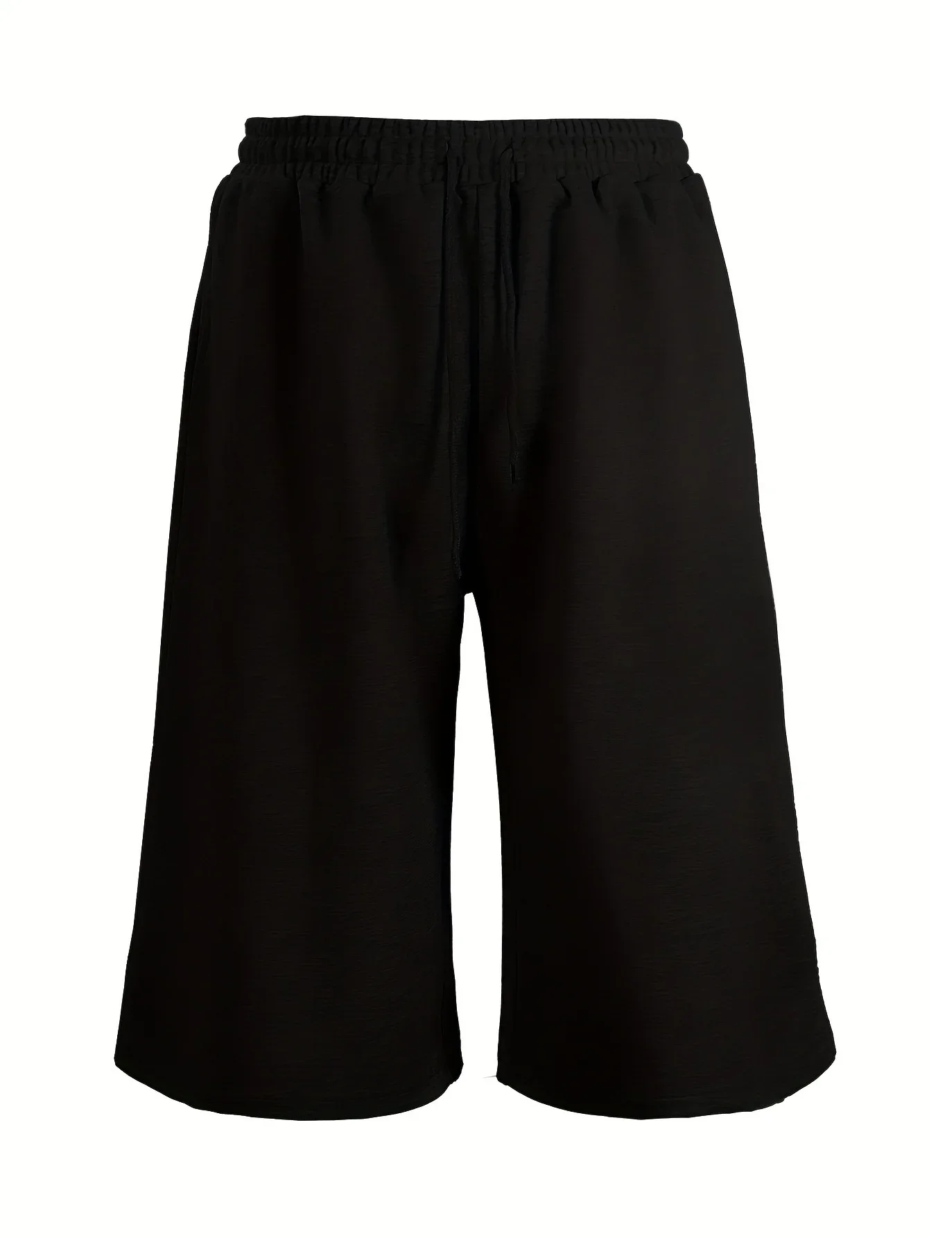 Men's Loose Street Style 7/8 Length Shorts Summer Casual Sports Elastic Waistband Pleated Hem Strong Draped Look