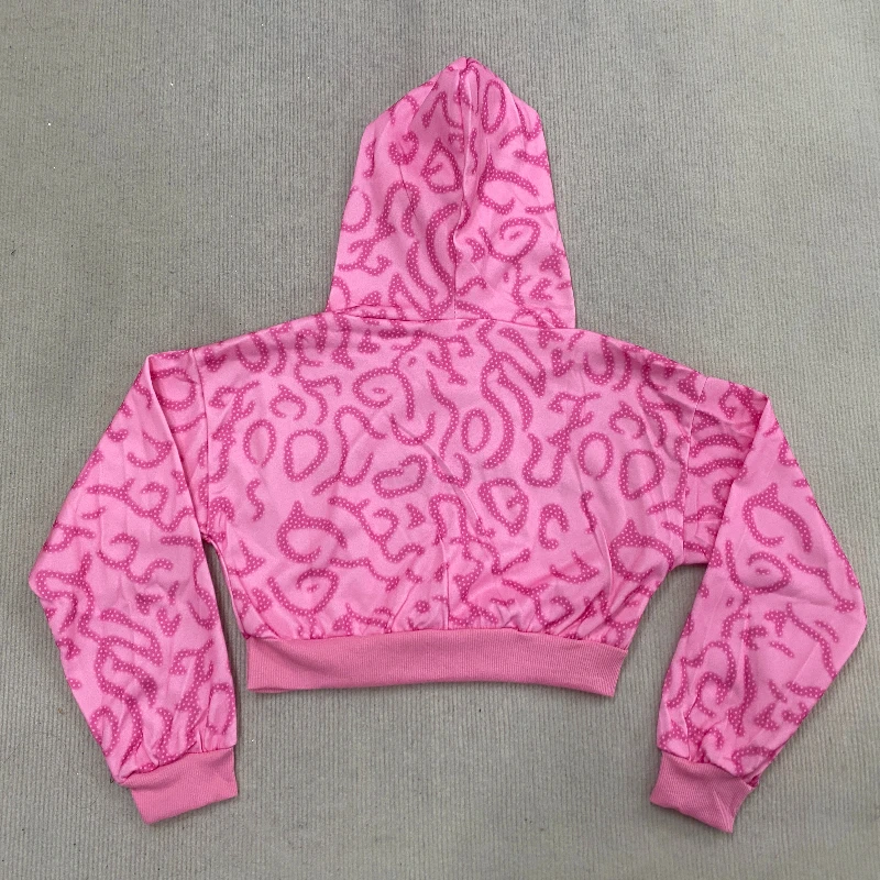 2025 nueva sudadera con capucha con estampado de leopardo Rosa retro americano para mujer, estilo callejero único, pantalones cortos sexys, sp adelgazante Y2K