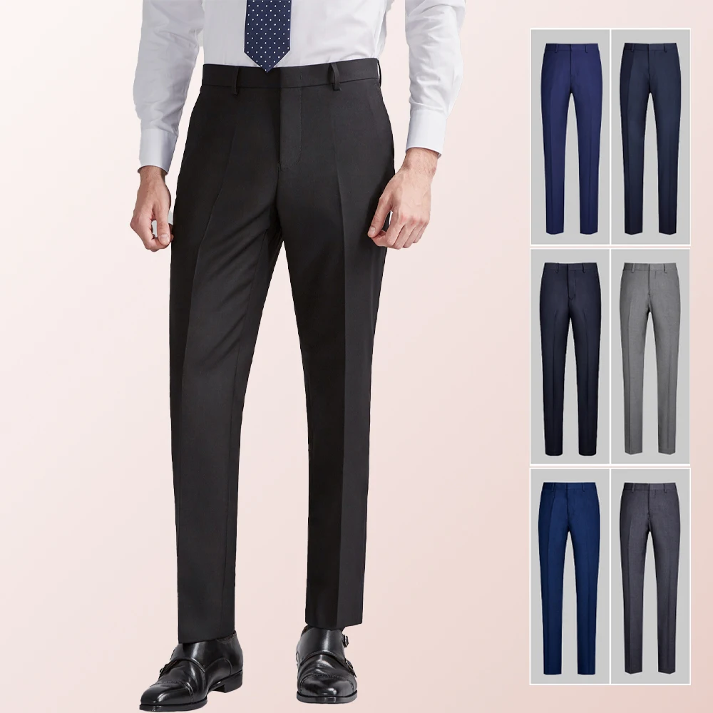 (Luxury Genuine) New Men\'s Italian Trousers ,Slim Fit Professional Suit Pants ,Straight Business Casual Suit Pants ,Non-ironing