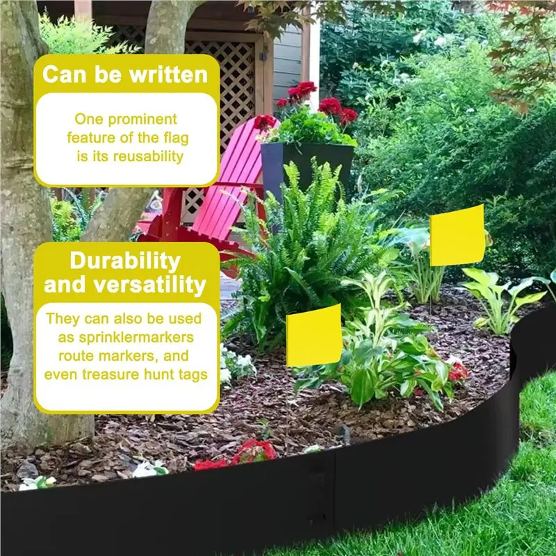 Marking Flags Marker Flags For Lawn 30 Pack, PVC Small Flags,Marking Flags Lawn Flags, Garden Flags,Survey Flags, Durable Yellow