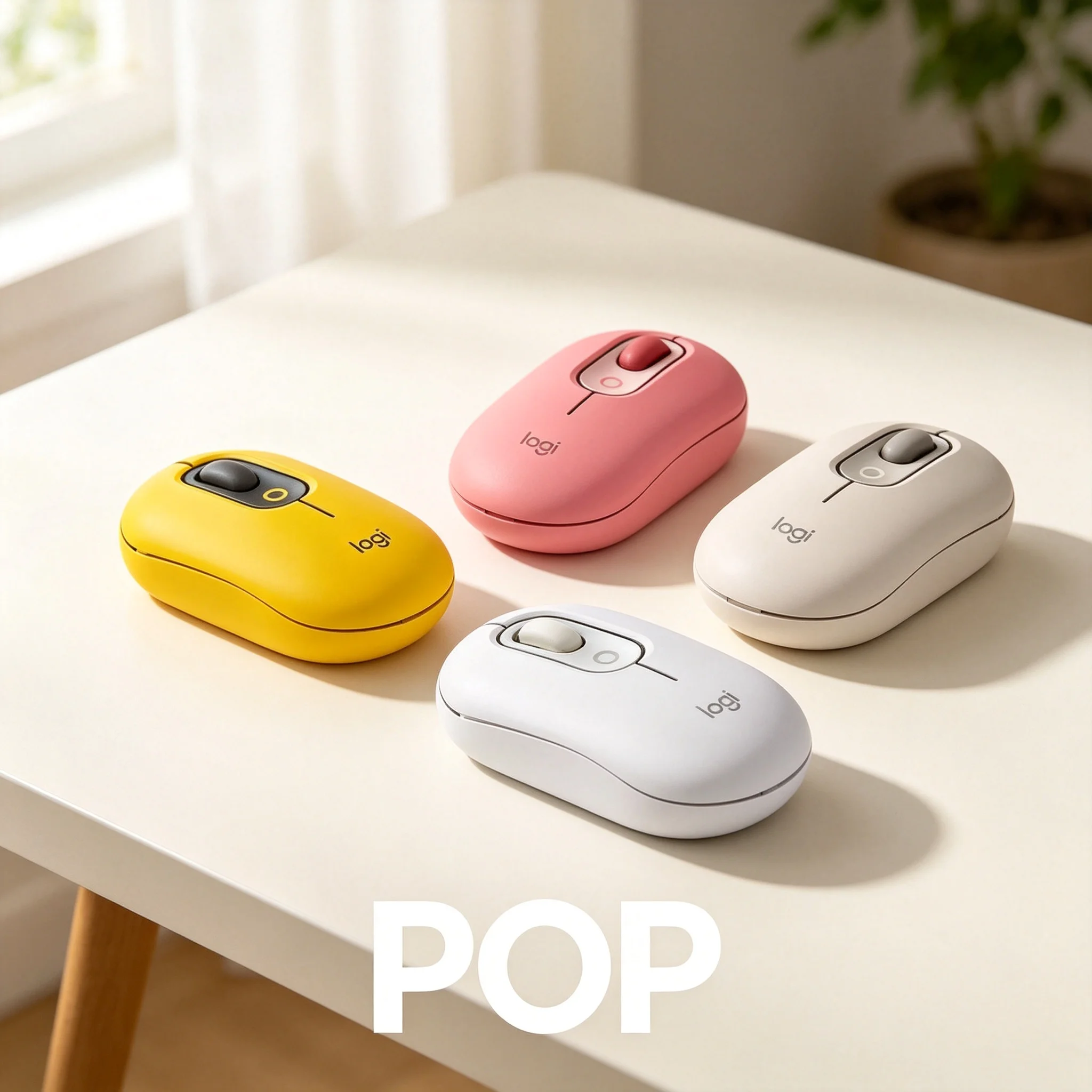 Logitech POP Mouse Bluetooth Quiet Mouse Ergonomic Curved Design Wireless Mice