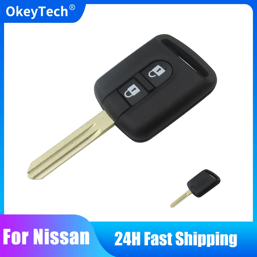 

OkeyTech 2 Buttons Replacement Auto Car Key Cover Shell Case For Nissan Micra Pathfinder Navara Xtrail Qashqai Juke Uncut Blade