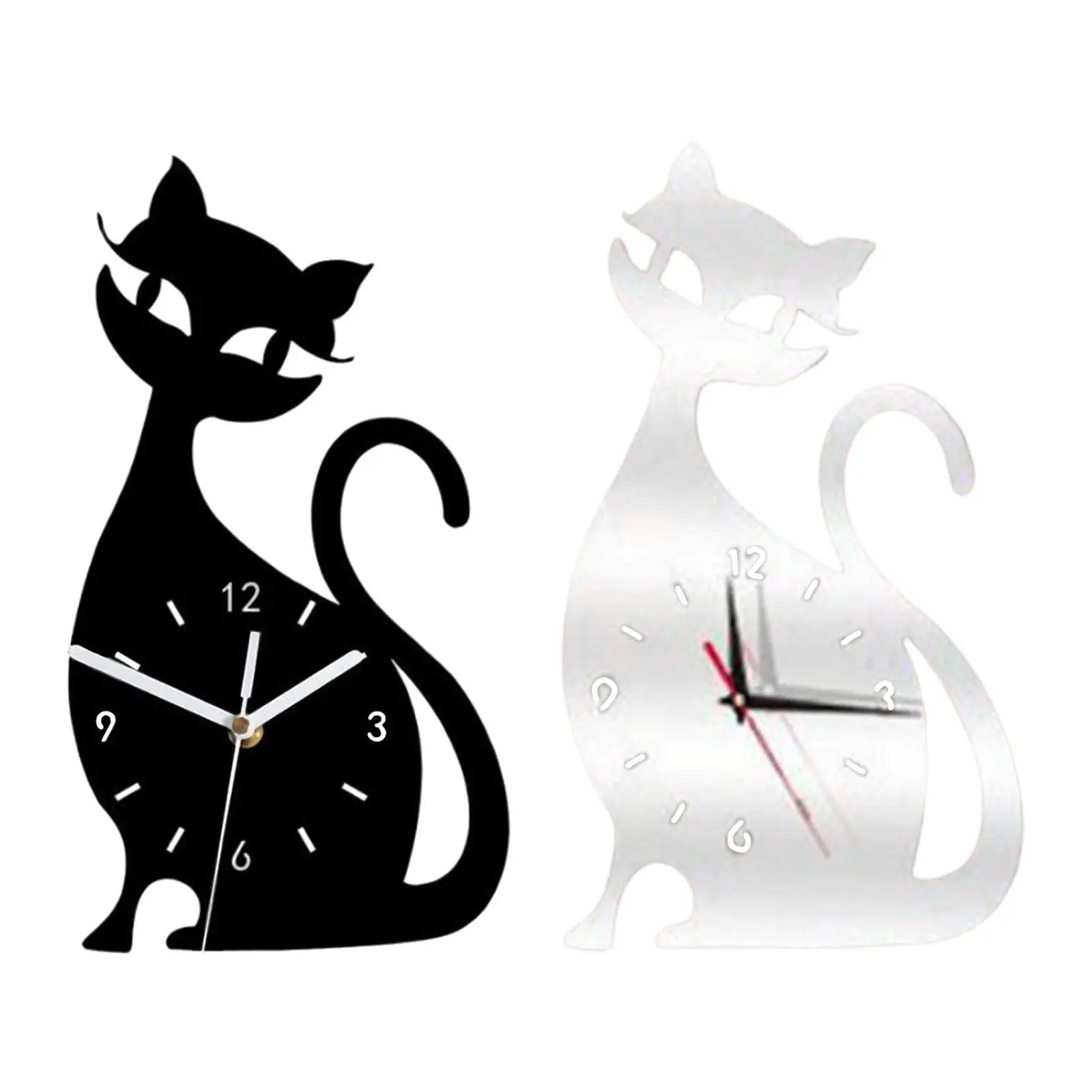 Katze Wanduhr Kunst moderne dekorative einzigartige lustige Geschenke stille hängende Uhr für Wohnzimmer zu Hause Schlafzimmer Küche Büro