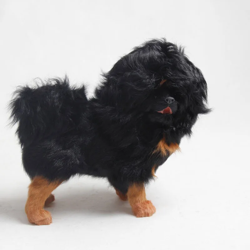 big simulation standing dog model polyethylene & furs Tibetan mastiff model doll gift about 28x25cm