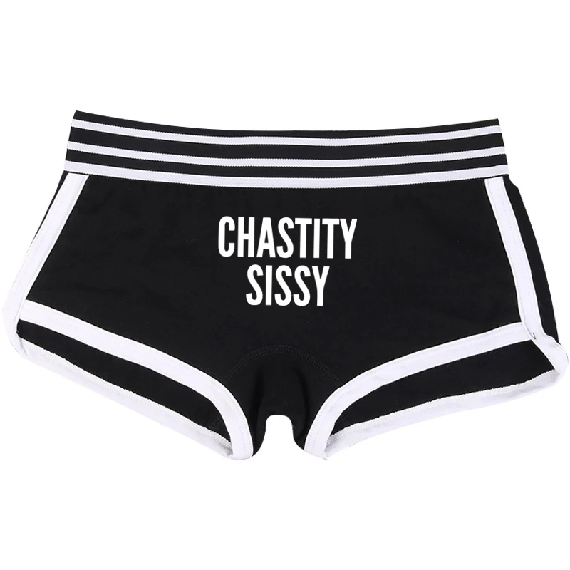 CHASTITY SISSY Underwear for Women Funny Female Boxer Shorts Cotton Boy Shorts Cute Girl Panties Breathable Womens Intimates