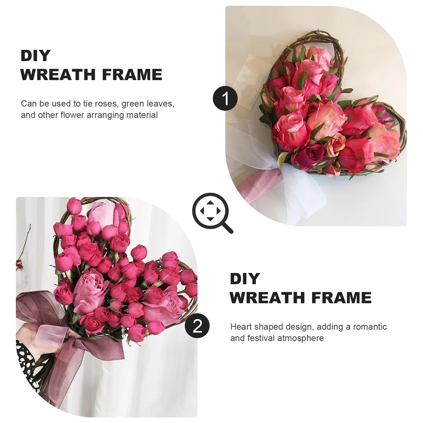 

Heart Shaped Wreath Frame Pink Garland Decor Bridal Bouquet Holder Wedding DIY Craft Natural Atmosphere Flower Arranging