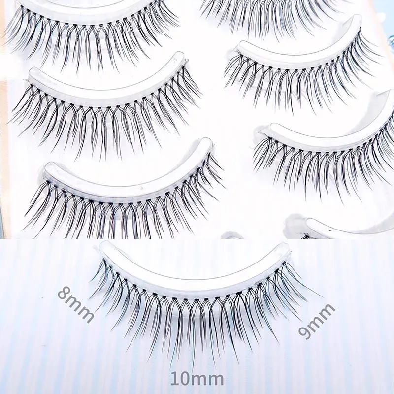 C12 Girl Group False Eyelashes Natural Simulation Cross Eyelashes Makeup Tail Elongated Transparent Stem Lashes Can Be Reused