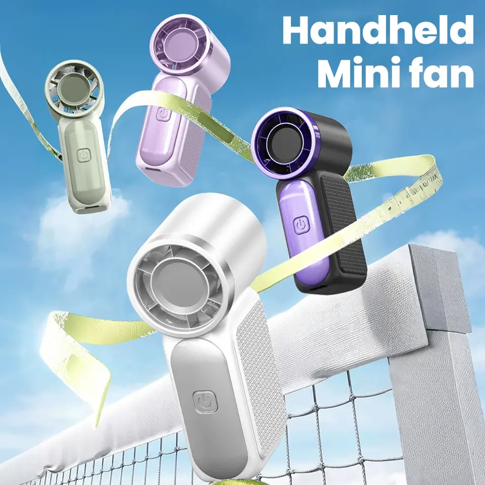 Mini Portable Fan Air Turbo Tech Adjustable Handheld Turbo Fan LED Display Ultra-quiet USB Rechargeable Fan Student