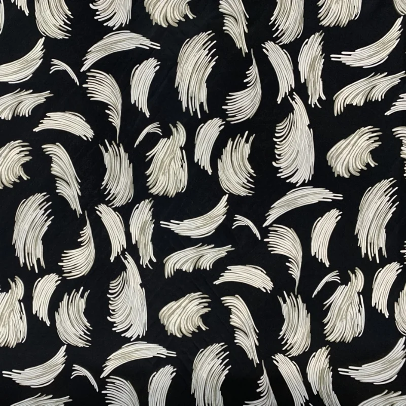 

Ткань из 100% тутового шелка, креп-шелковая ткань 16 Momme, черная, с принтом перьев, ширина 140 см, 55 дюймов, по дворам JX041