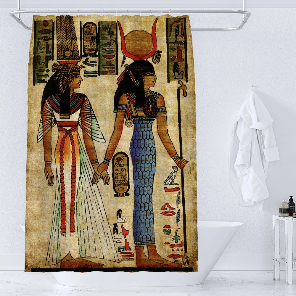 Pharaoh of ancient Egypt Shower Curtains Bathroom Bathtub Decoration Waterproof Bath Curtain Home Decor Curtain with Hooks