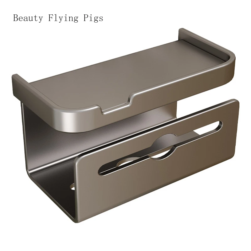 

Modern and minimalist aluminum toilet tissue box wall mounted toilet mobile phone washcloth storage rack bathroom