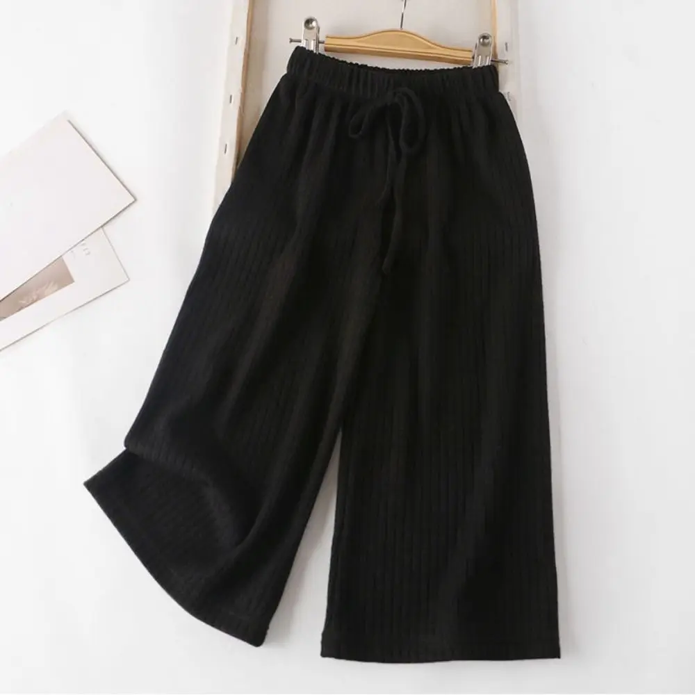 لينة فضفاضة فتاة مستقيم الساق السراويل الرباط مطاطا المراهقين سراويل تقليدية السراويل عالية الخصر الأطفال بنطال ذو قصة أرجل واسعة في الهواء الطلق