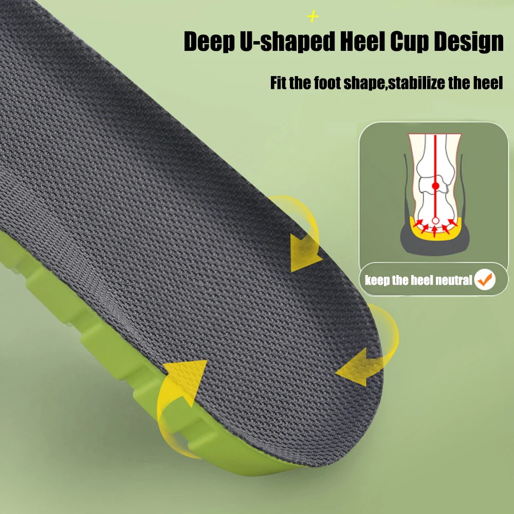 Memory Foam Sports Insoles for Shoes Men Women Sneakers Deodorant Shock Absorption Height Increase Insoles For Feet Arch Support
