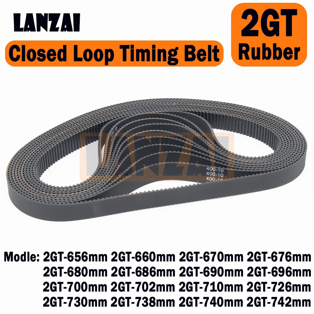 

LANZAI 2GT Rubber Closed Loop Timing Belt C=656 660 670 676 680 686 690 696 700mm W=6/10/15mm 3D Printer 702 710 726 730 738 740