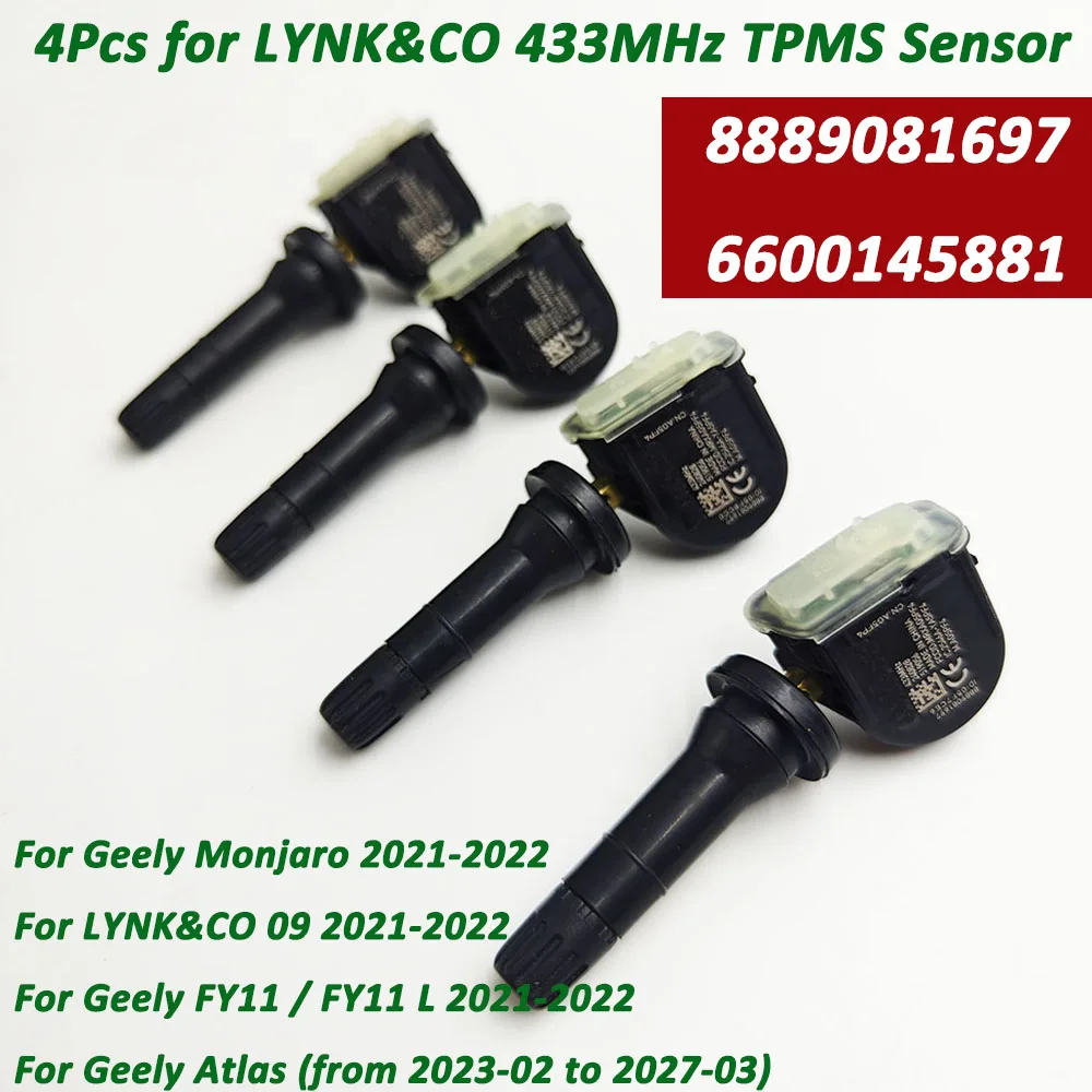 4pc 8889081697 Car TPMS Tire Pressure Monitor Sensor For Geely FY11 Monjaro Atlas Emgrand Manjaro Geometry A C 433MHz 6600145881