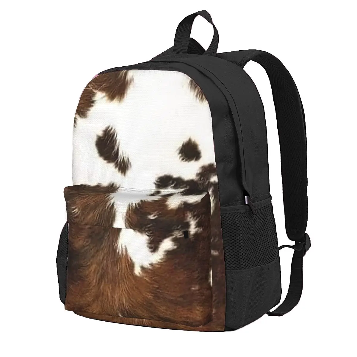 Stylish Cow Fur Cowhide Texture Cow Skin Print Pattern Student Backpack School Bag for Men Women Fashion Bookbag Shoulder Bags