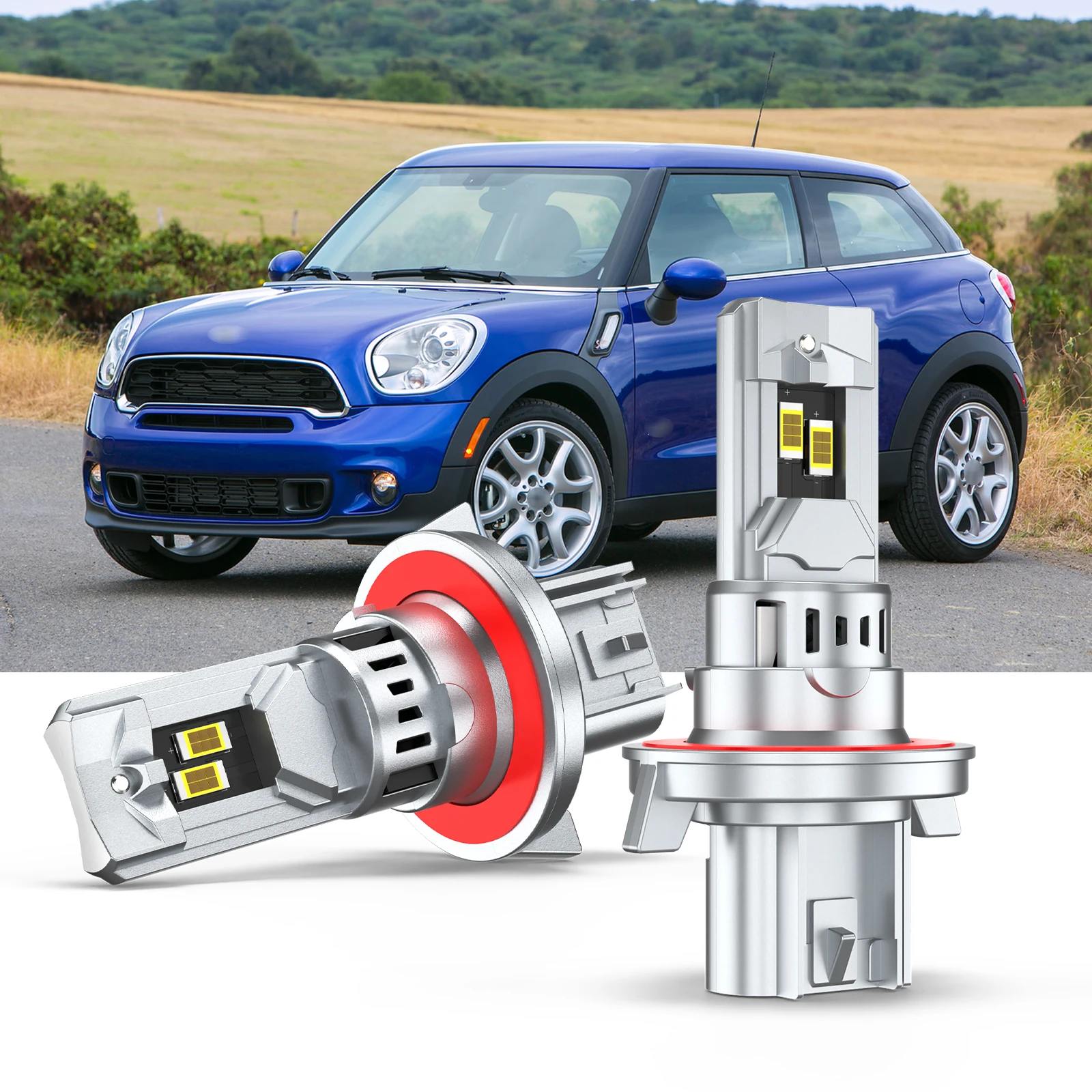 2X H13 9008 LED Headlight Bulbs 70W 6000K Hi/Lo Beam Super Bright White for Mini Cooper Paceman 2013-2016