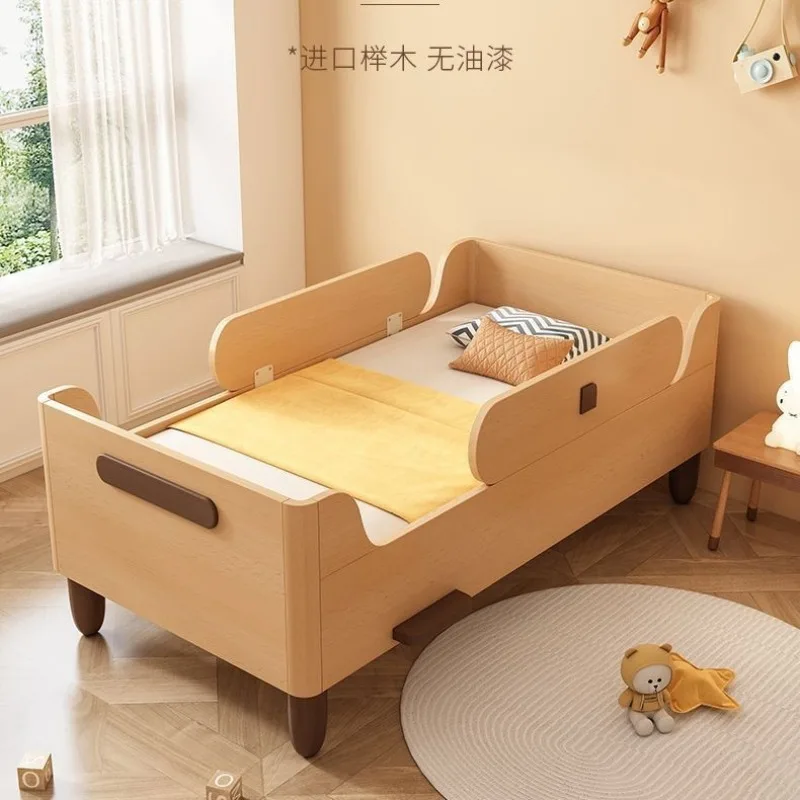 Nordic beech bed, spliced to queen bed with guardrail car single bed