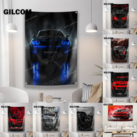 Car Racing Flag USA Muscle Hellcat Demon Challenger Banner Poster Polyester Printed Tapestry for Garage Outdoor Decoration