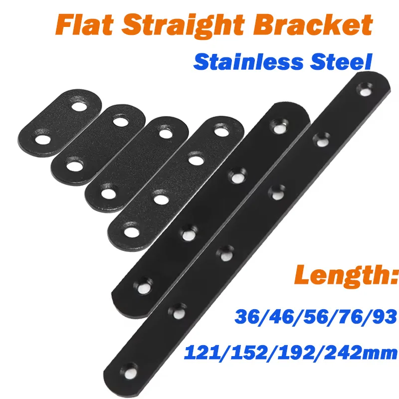 Flat Plate Straight Bracket 36/46/56/76/93/121/152/192/242mm Flat Metal Brace Bracket, Metal Brackets Mending Repair Plate Brace