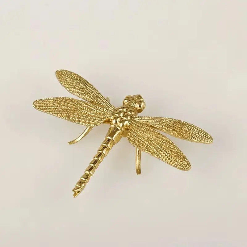 8PCS Solid Brass Gold Dragonfly Design Furniture Pulls Handles Drawer Knobs Cupboard Wardrobe Closet Dresser Cabinet Door Pulls