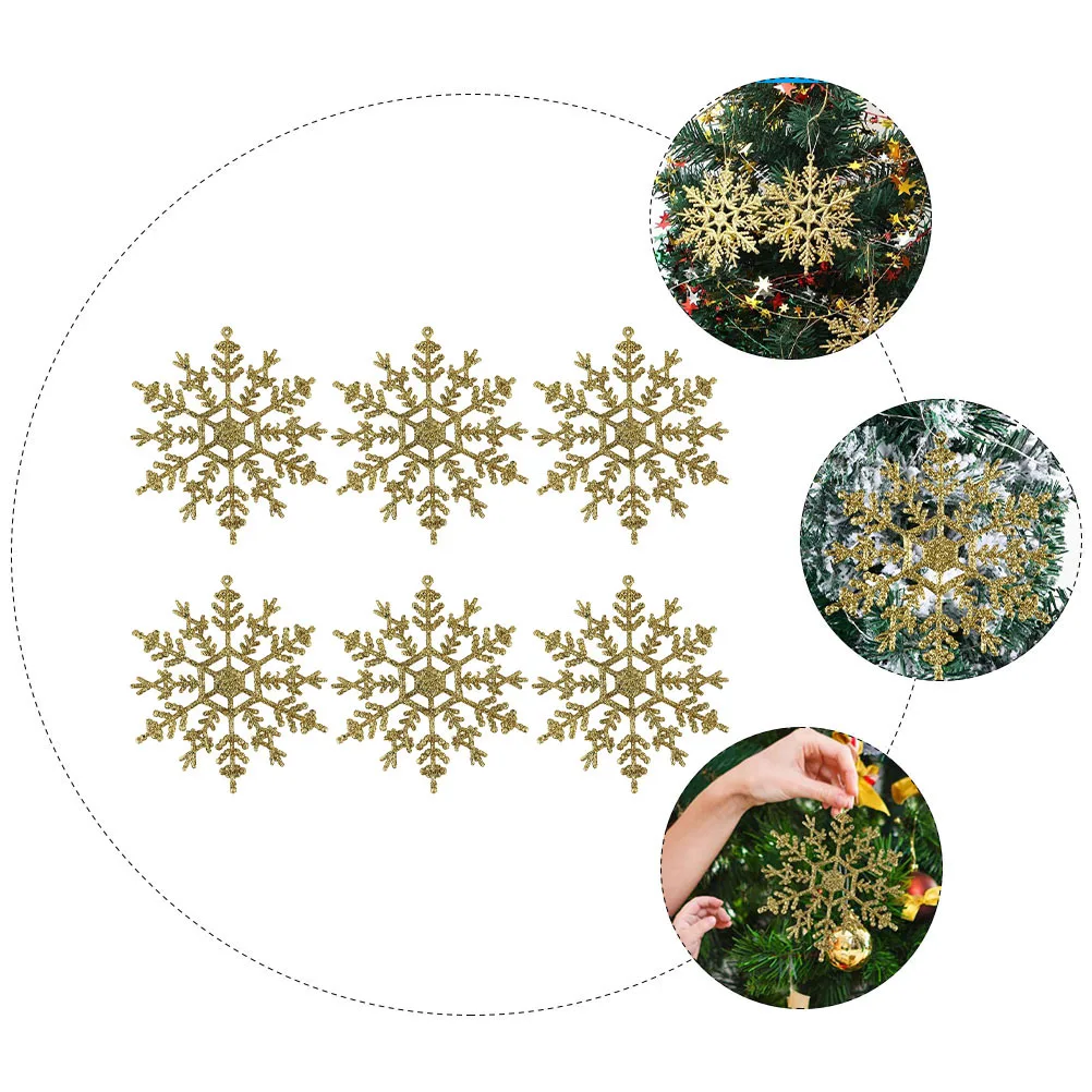 

6Pcs Christmas Tree Decoration Colorful Glitter Snowflake Pendants for Xmas Hanging Ornament Home Party Supplies