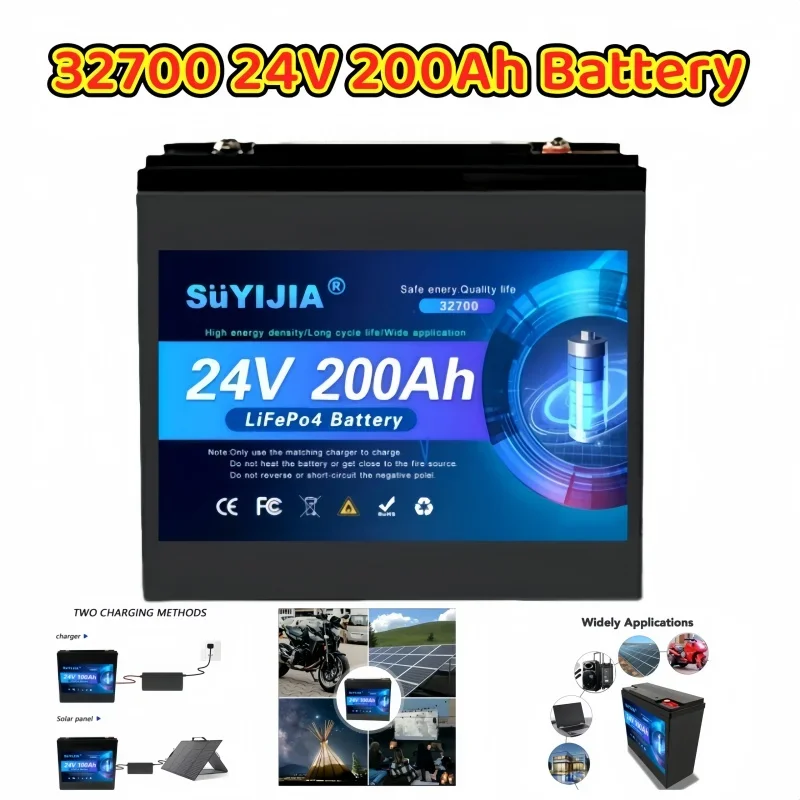 

New LiFePO4 32700 24V 100Ah-200Ah Battery has built-in 200A rechargeable Ferrous Lithium Phosphate Solar Off-grid Battery.