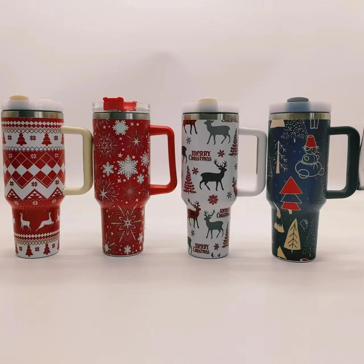 

New second-generation Christmas 40oz car cup made of stainless steel 304 ice cream with handle