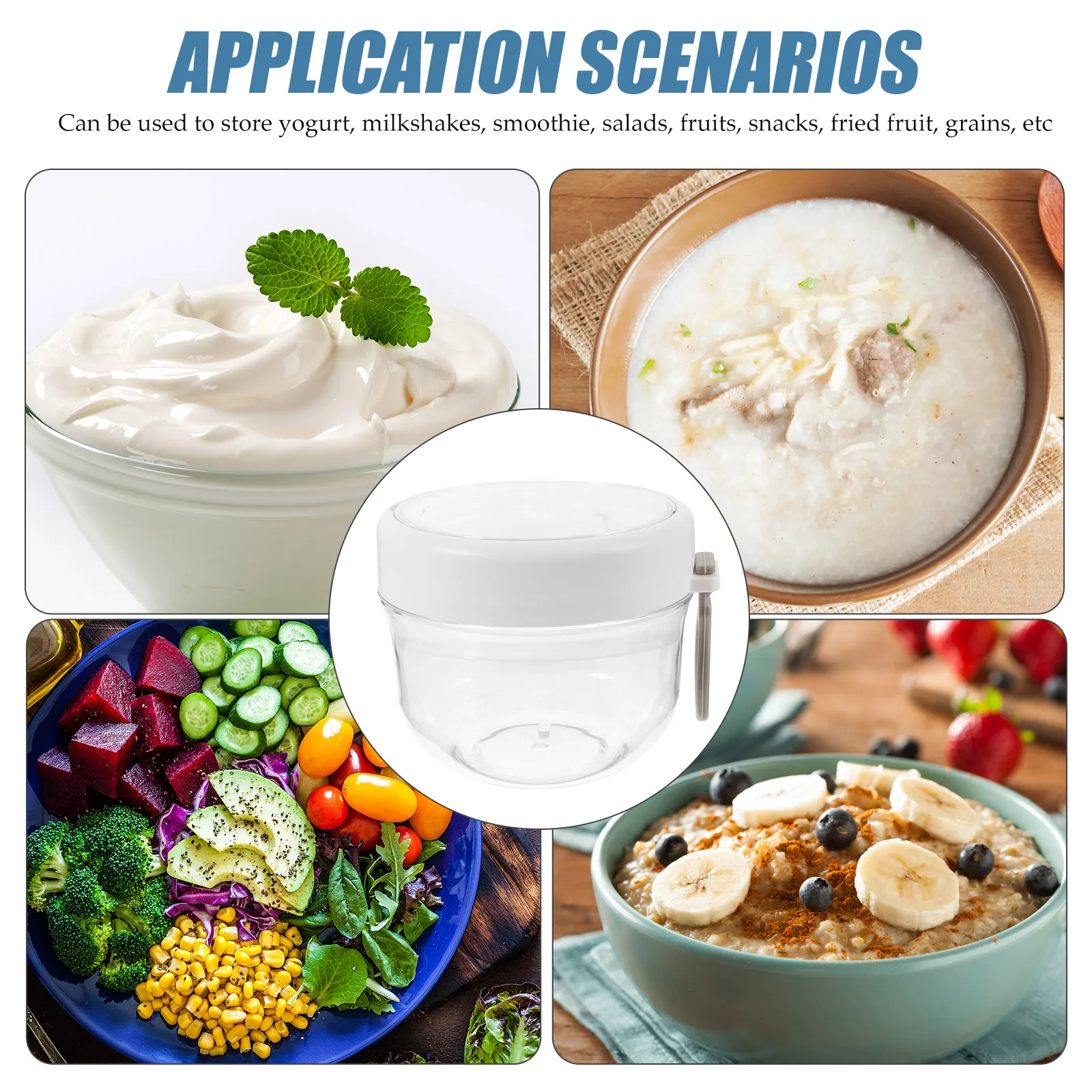 

Yogurt Oatmeal Breakfast Cups Food Containers with Lids Storage Silica Gel Overnight Oats Containers.