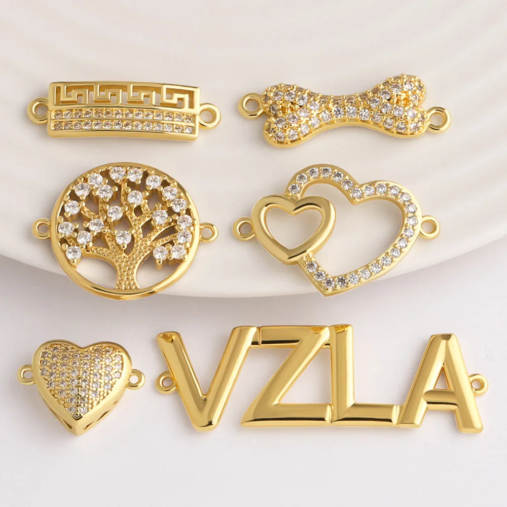 OCESRIO Crystal Greek Key Connector Charm Copper Gold Plated Bar Link for DIY Bracelet Necklace Jewelry Making Supplies chma593