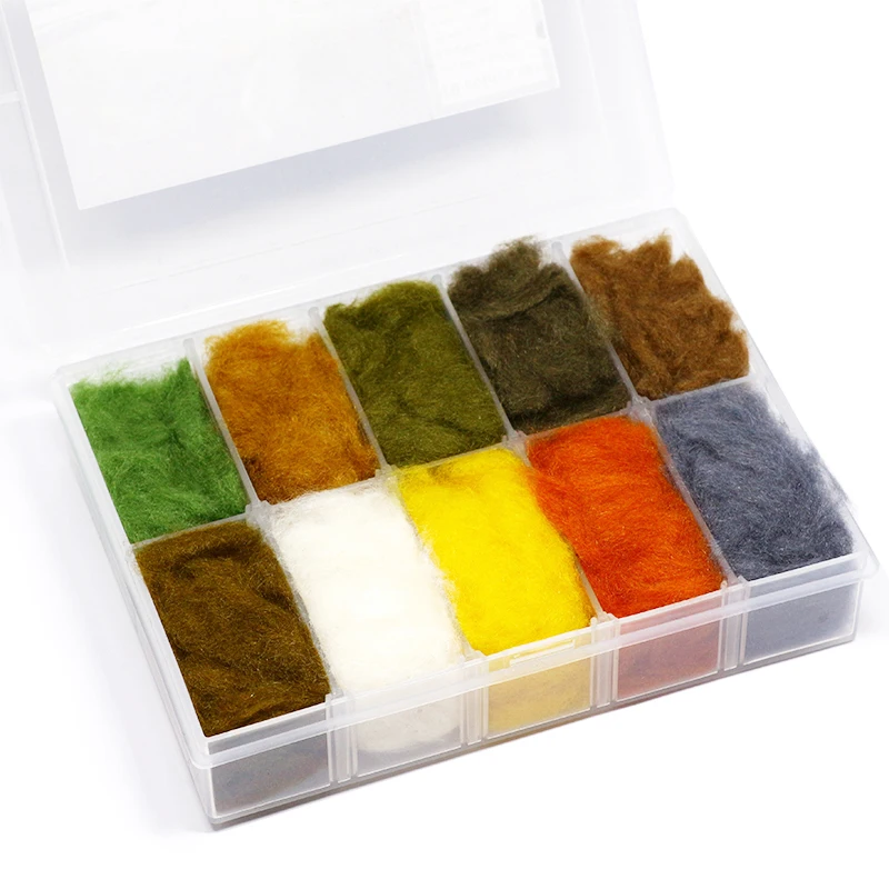 Royal Sissi 10colors boxed Kapok dry fly dubbing dispenser ultra fine dry flies natural buoyant short fibers fly tying materials