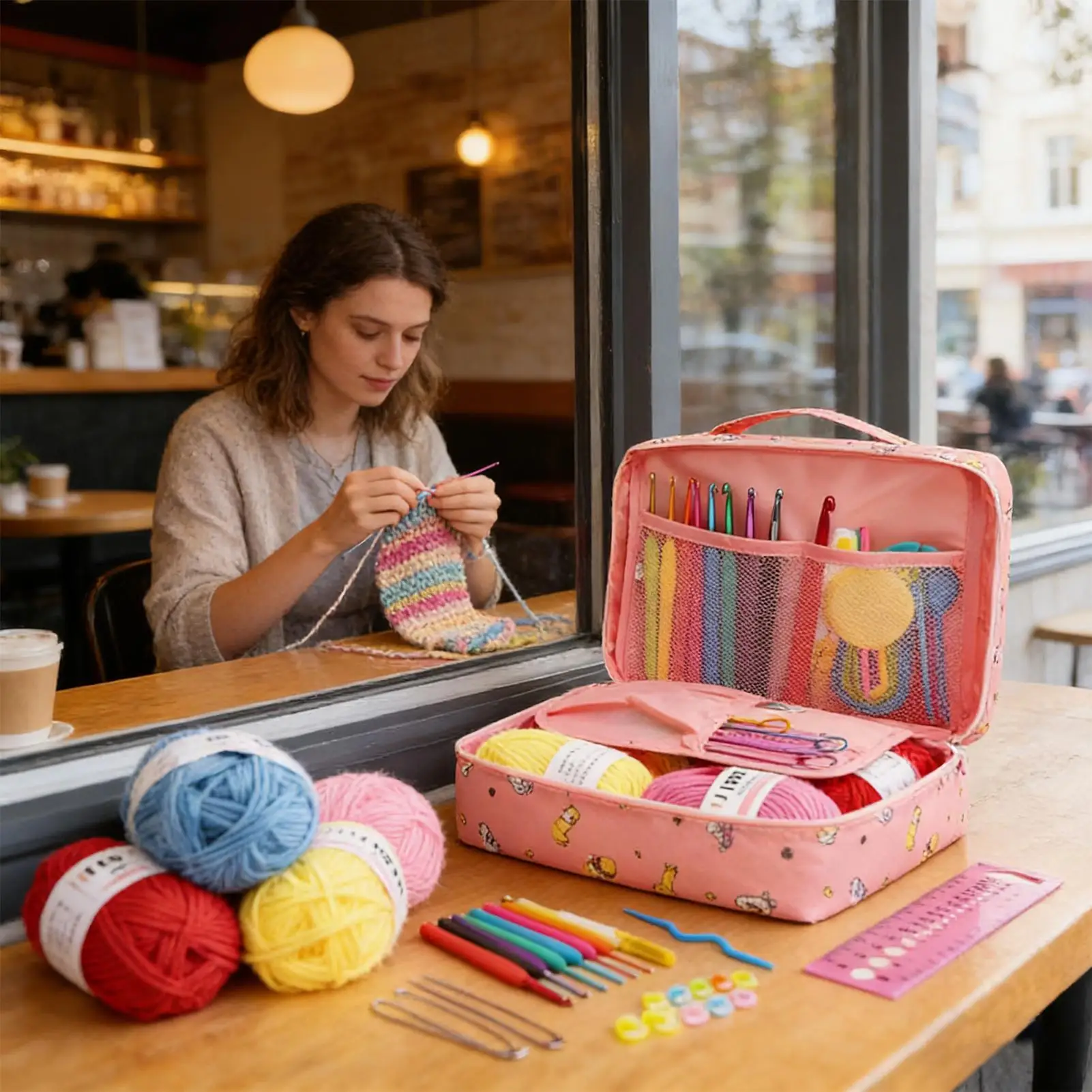 

Crochet Kit Beginners Crochet Hook Set with Crochet Yarn Portable Crochet Set Crochet Hooks Travel Knitting Crochet Supplies