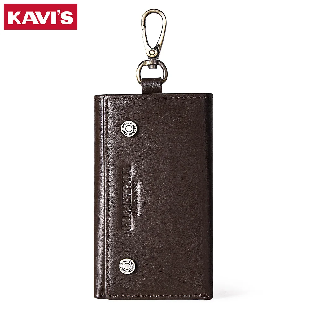 KAVIS 100% genuino per uomo portafoglio senior strato superiore in pelle di mucca con clip per carte portachiavi stile borsa regalo popolare di valore eccellente