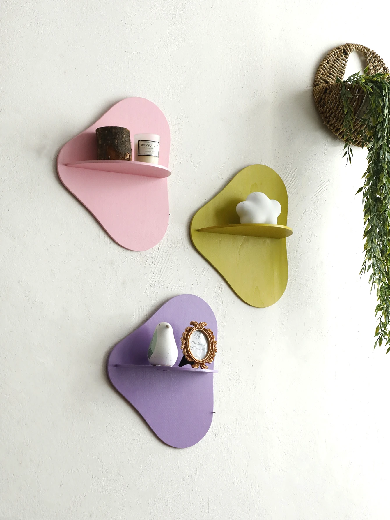 Colorful Floating Wall Shelf Display Wooden Plant Flower Pot Tray Storage Rack Art Home Decoration for Girl Room Wall Decor Gift