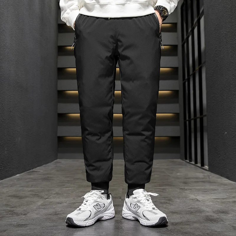 Winter Thick Warm Windproof Breathable Down Pants for Couples Outdoor Sports and Leisure Cold Proof Warm Leg Tied Pants