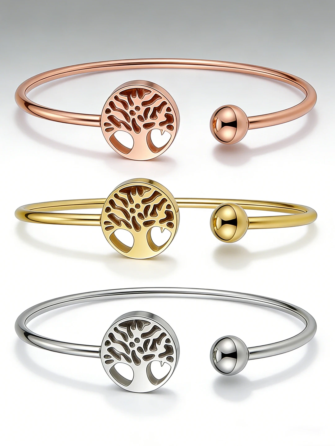

SHENNAIMIN High Quality Stainless Steel Tree of Life Bracelet Welded Wire Bangle Gold Silver Rose Gold for Men Women Jewelry