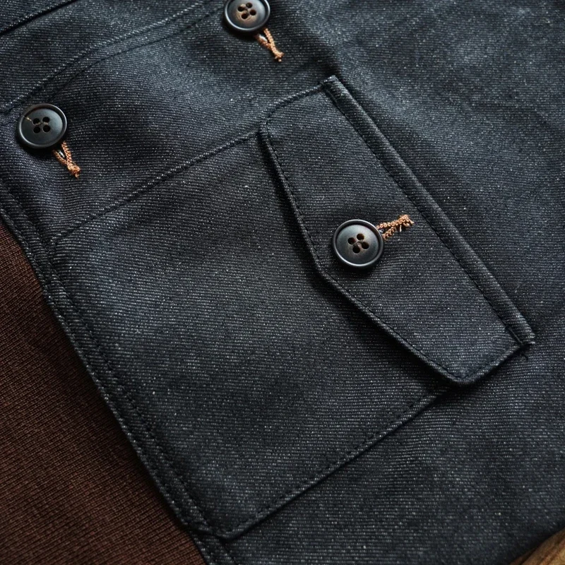 Sauce Zhan  Mens Jacket Short Lined Selvedge Denim Jacket Men A1 Flight Jacket Regular Fit