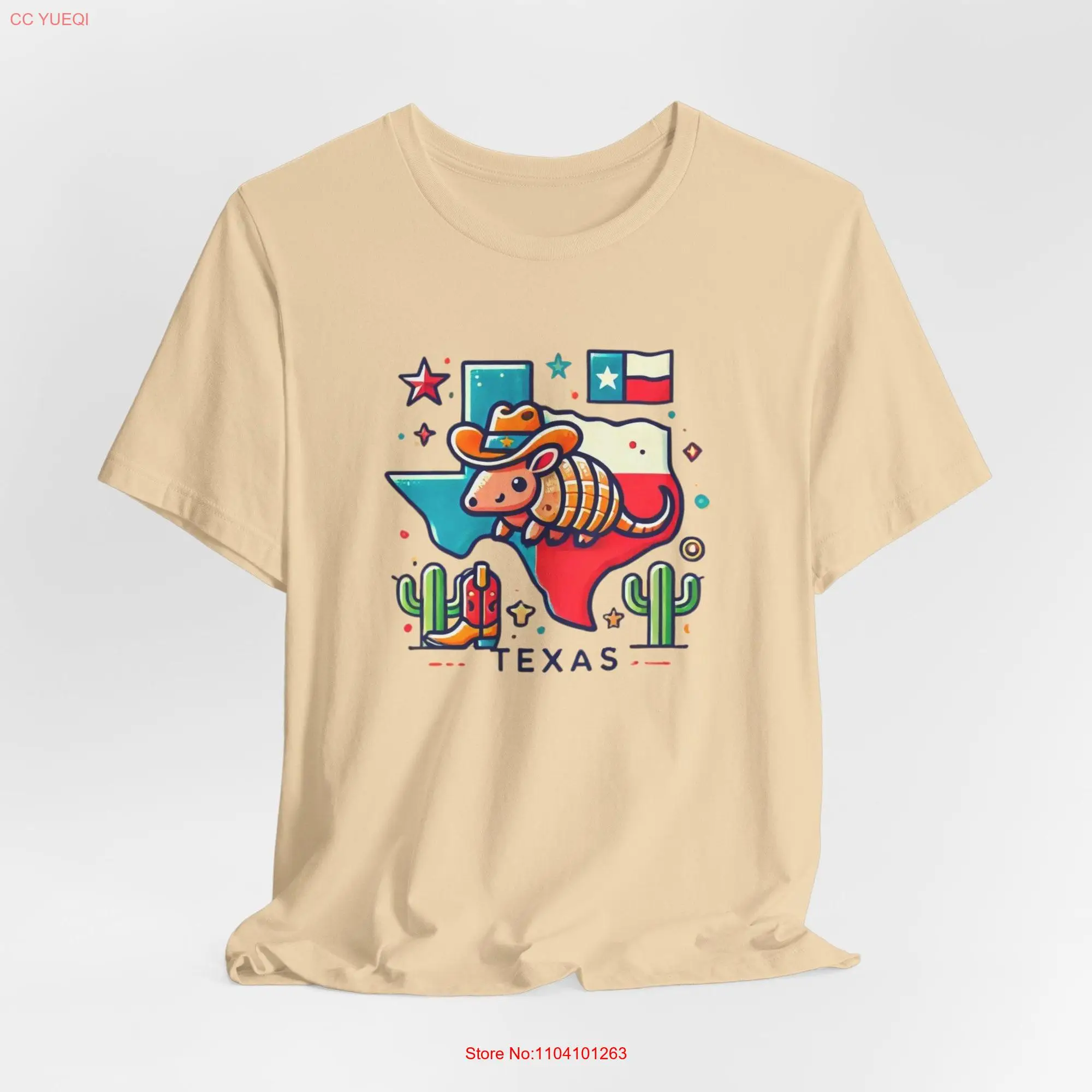 Texas  T Shirt Armadillo cute state Lone Star long or short sleeves