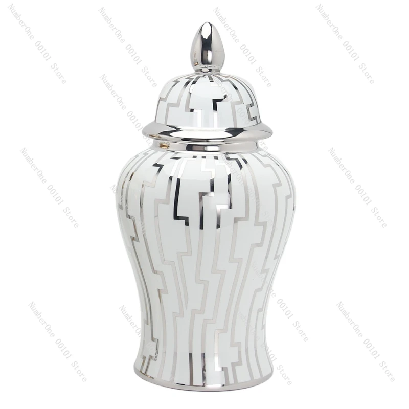 Household Ceramic Decoration European-Style Light Luxury Vase Tea Pot Decoration Temple Jar Home Living Room Decor Decoration