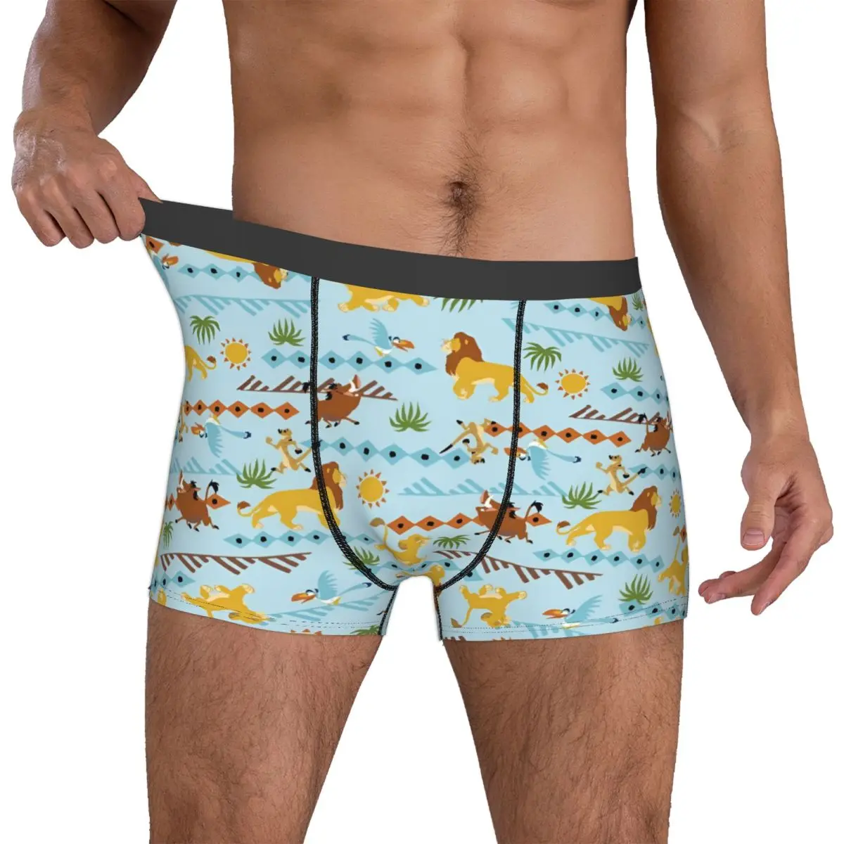 

Custom Male Fashion Liones Anime Kinges Underwear Mufasa Simba Pumbaa Timon Boxer Briefs Stretch Shorts Panties Underpants