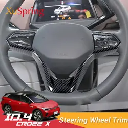 Car Steering Wheel Frame For VW Volkswagen ID.4 crozz GTX X Pro 2021 2022 2023 Decoration Trim Carbon Fiber Stickers Styling