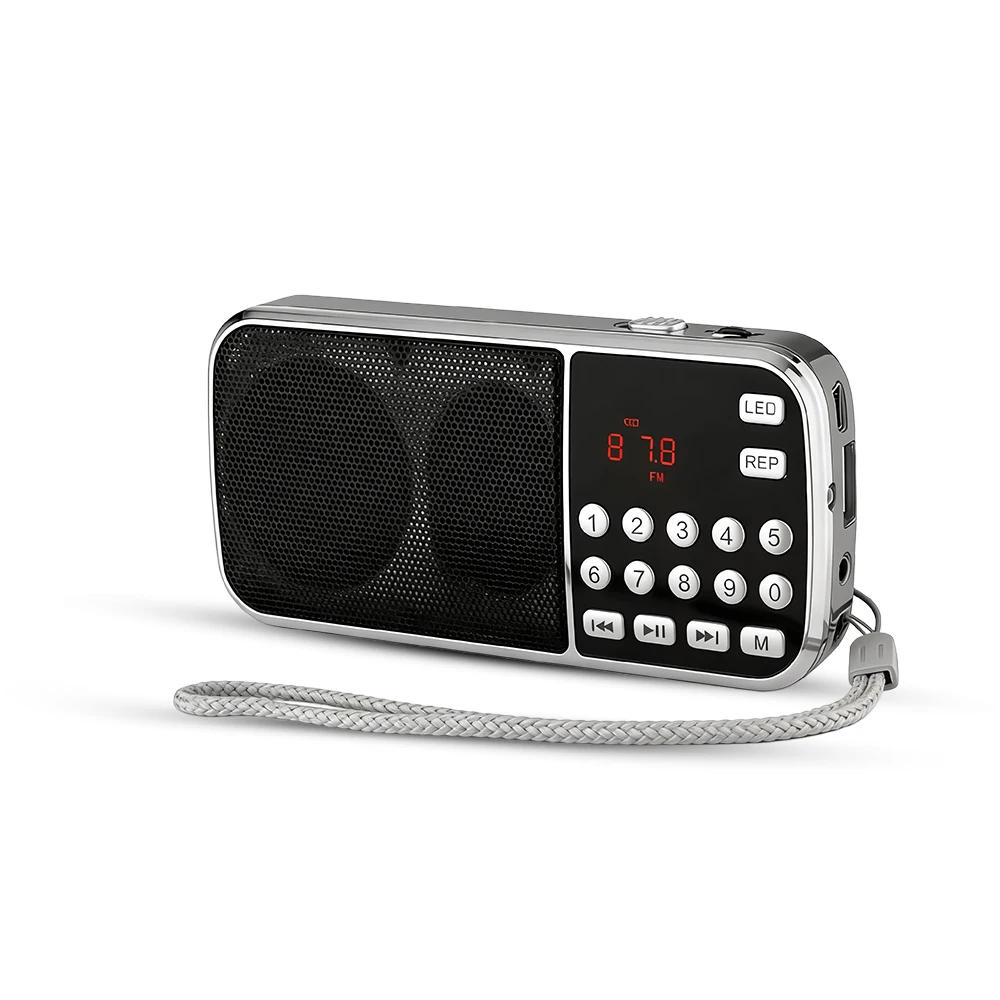 Multifunctional Mini Radio MP3 Speaker with FM & LED Torch USB Portable Charging for Wild Field Outdoor Sports Travel