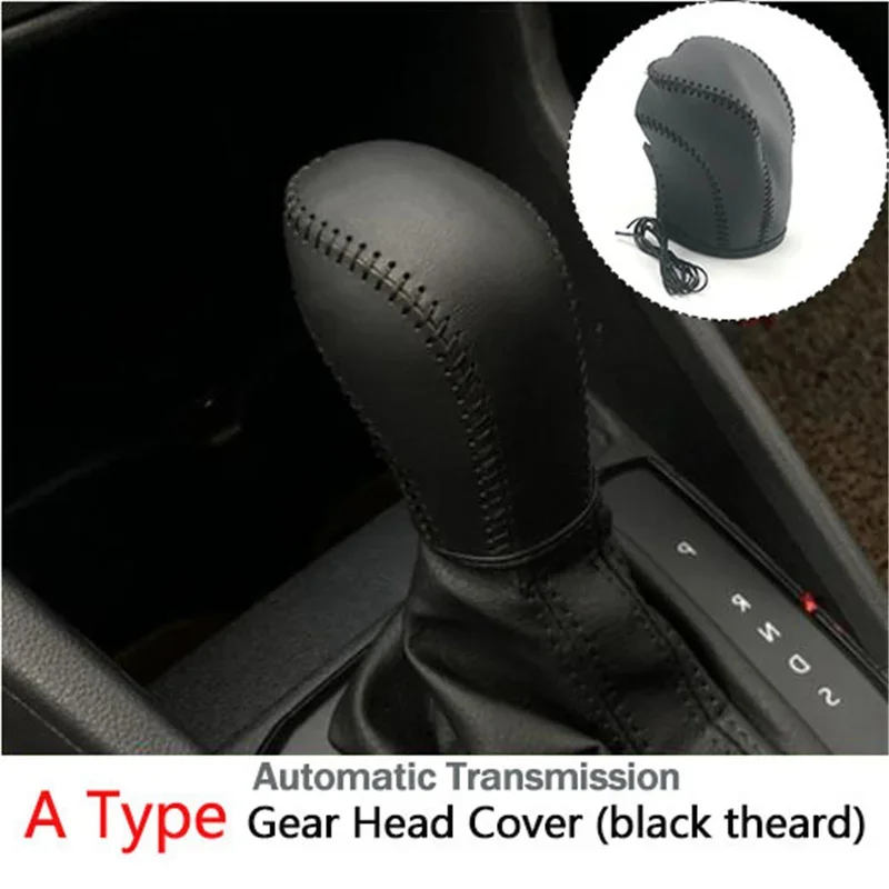 Genuine Leather Car Gear Head Shifter Knob Cover Case for Golf GTI DSG Tiguan POLO BORA Passat B7 Tiguan Touran Skoda SEAT