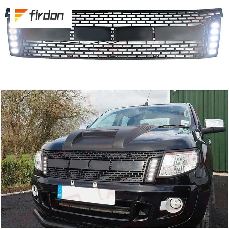 Auto Exterior Accessories Car Front Bumpers Car Grille With Side Led Lights Fit For Ford Ranger T6 2011-2015